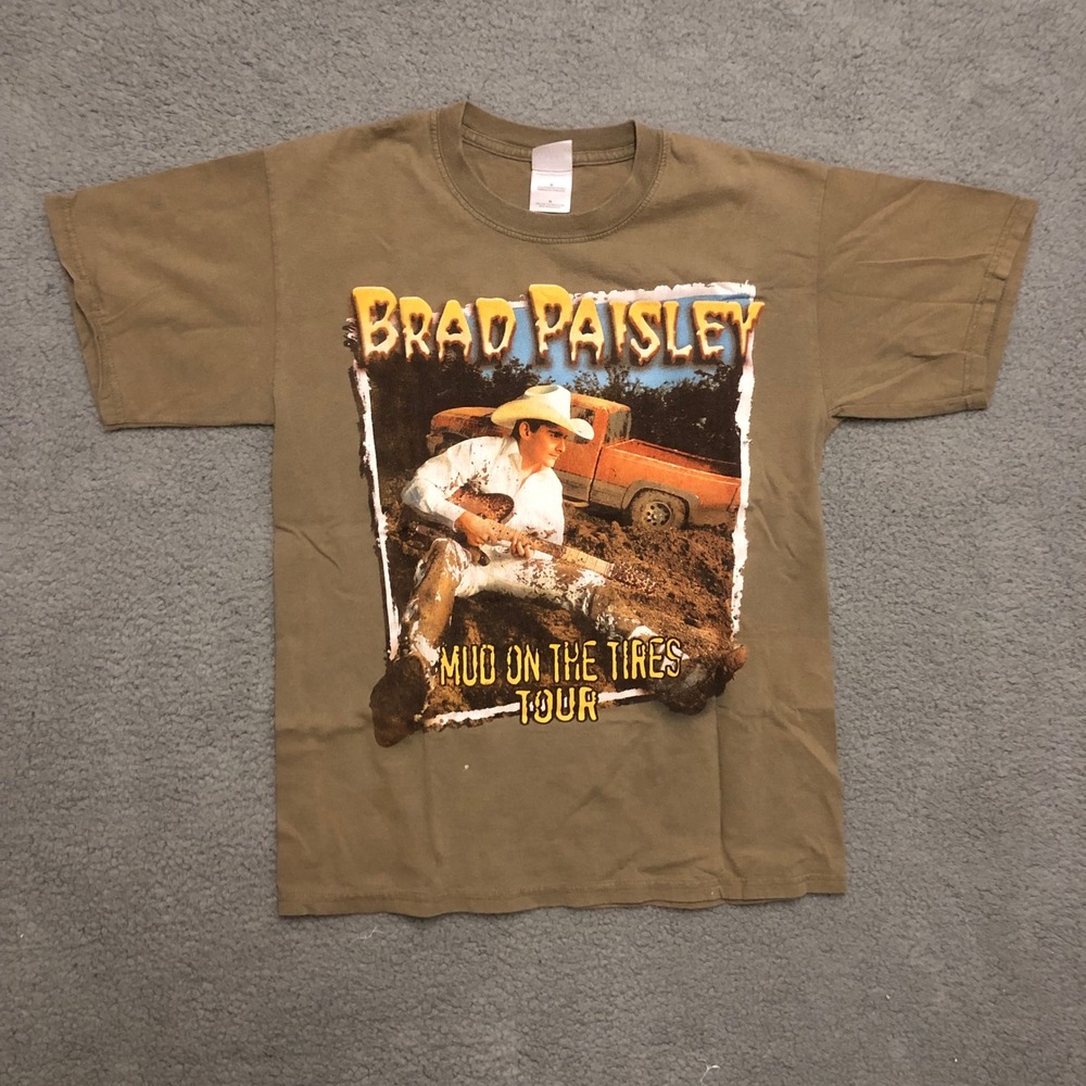 Brad Paisley Mud On‎ The Tires Tour Shirt Mens Medium Brown Concert Tee 2005
